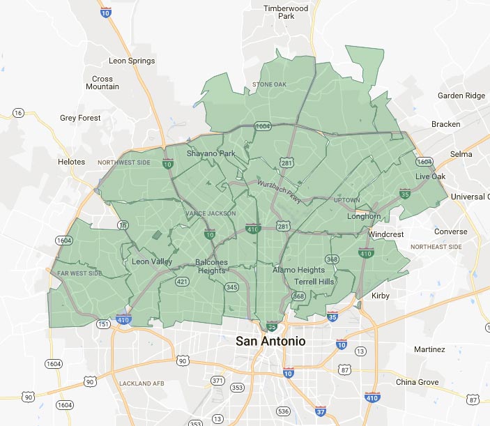 San Antonio Lawn Care Service Area Map